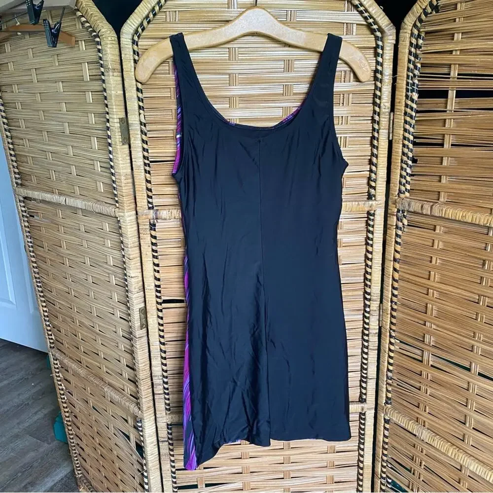 Adorerex Women's Purple Black One Piece Swimsuit modest unisuit bathing suit XXL
